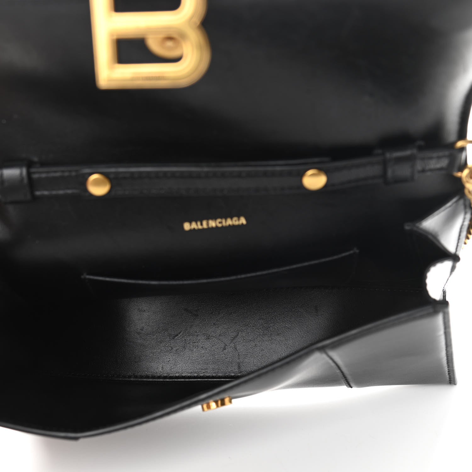 Balenciaga Shiny Box Calfskin Small Hourglass Evening Chain Bag Black 5 of 9