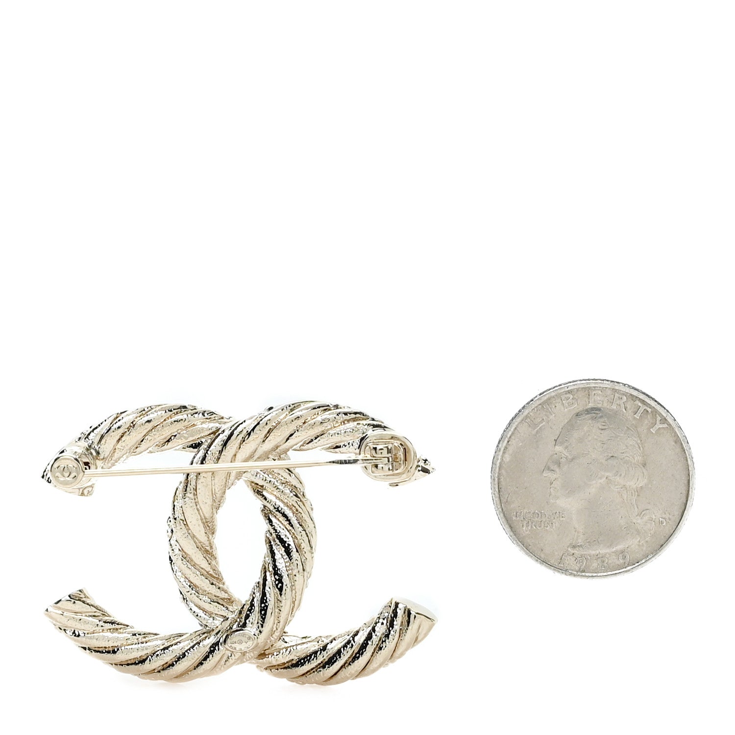 Chanel Twisted CC Brooch Light Gold 2 of 3