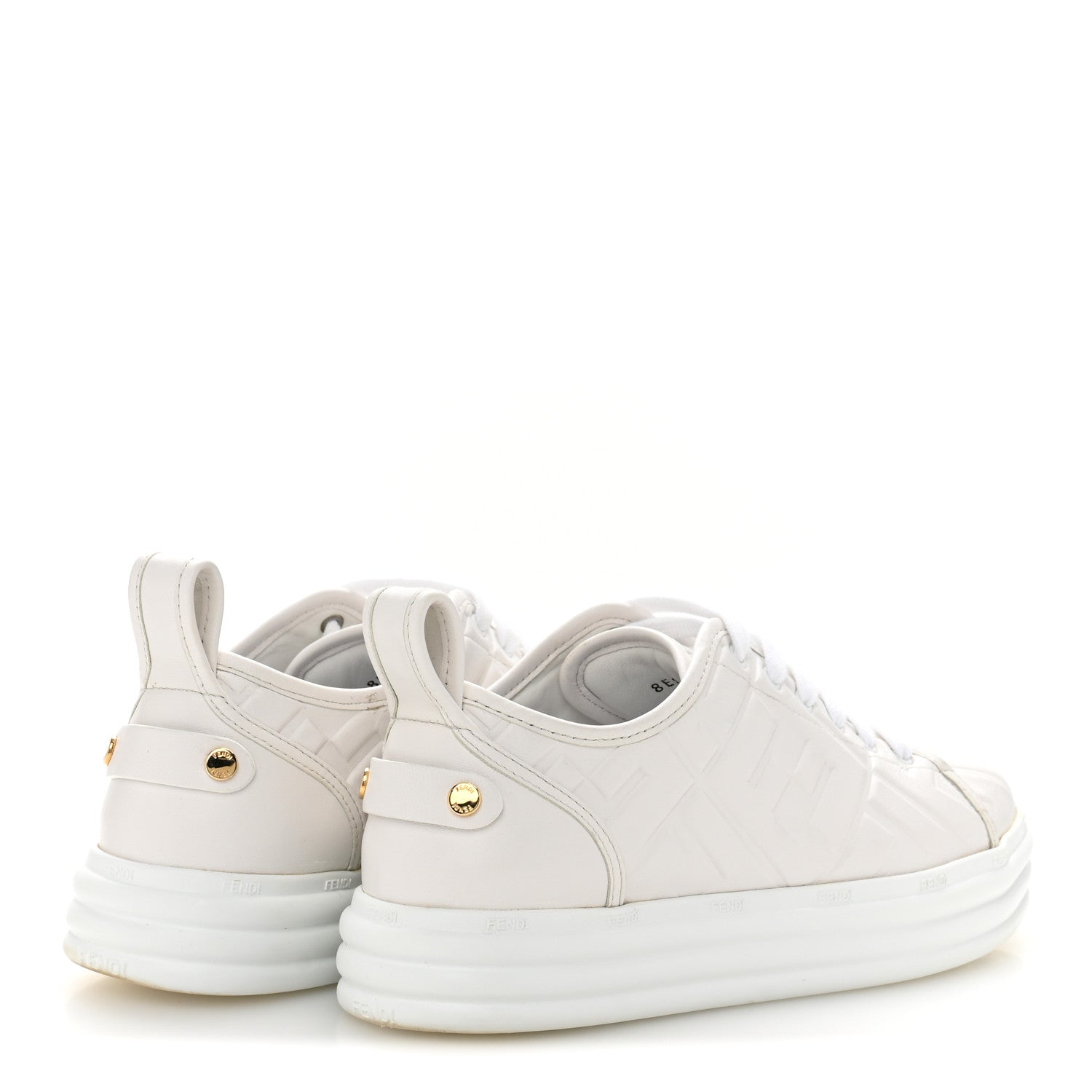 Fendi Nappa FF Embossed Rise Low Top Sneakers 37 White 5 of 9