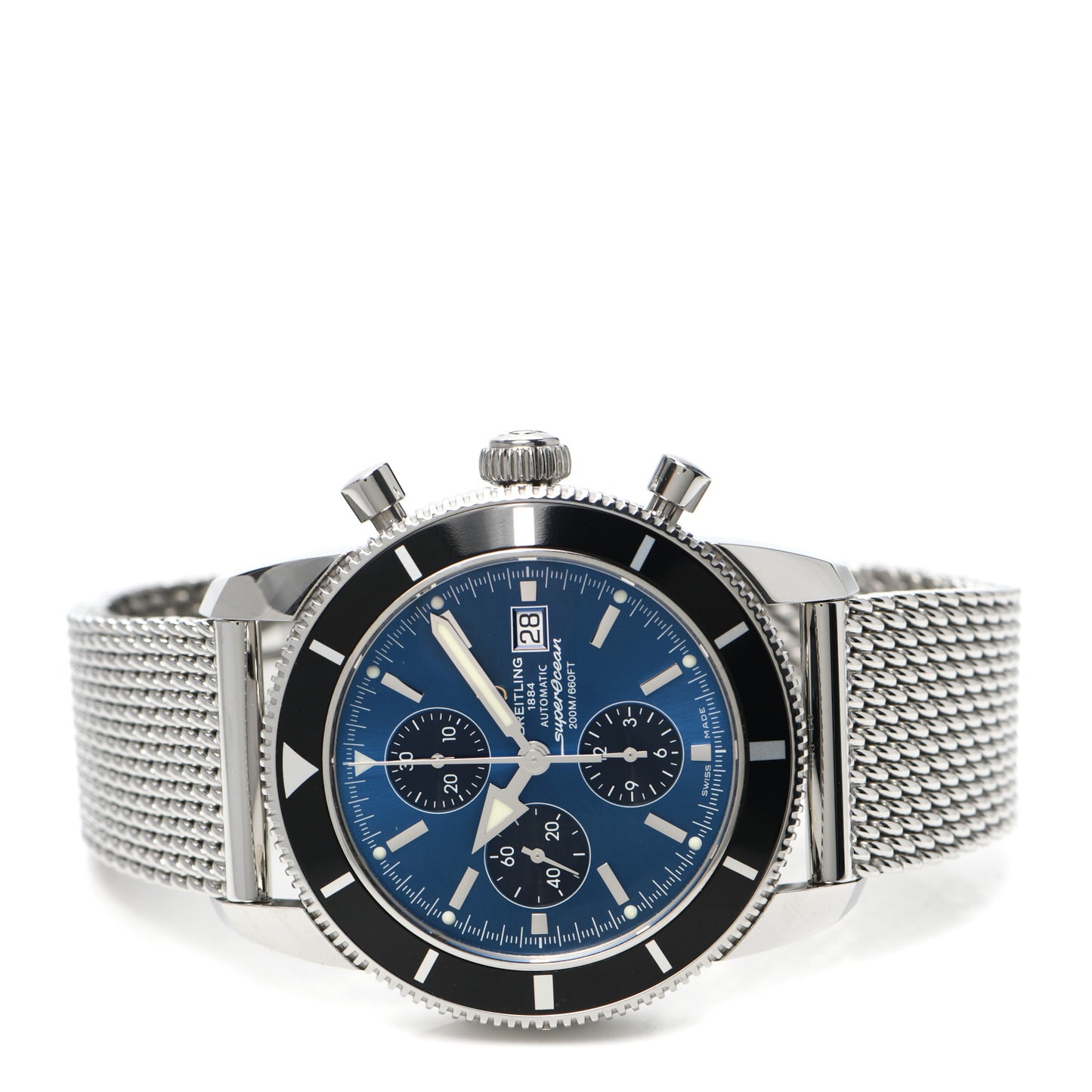 Stainless Steel 45mm Superocean Heritage II Chronograph Automatic Watch Blue A1332024