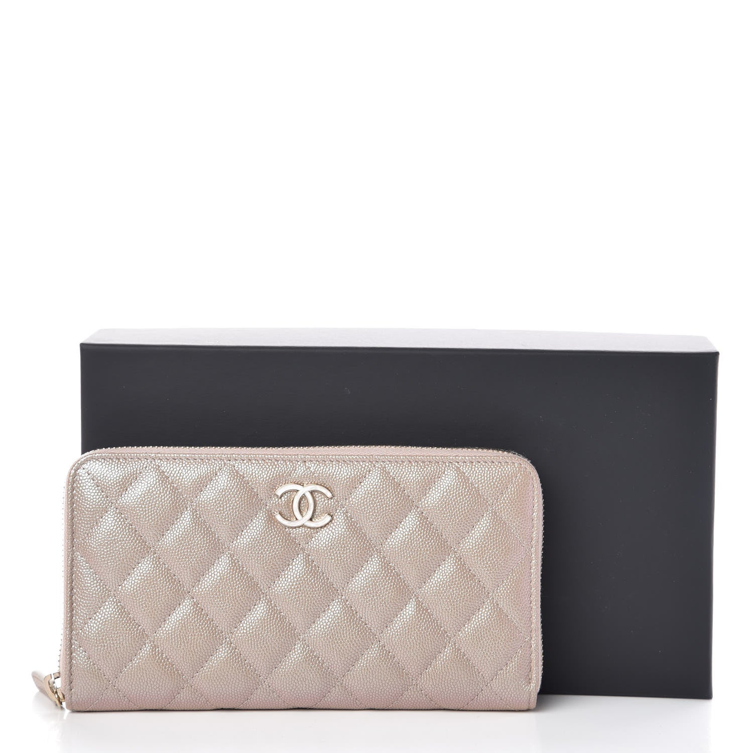 Chanel Iridescent Caviar Quilted Long Zip Around Wallet Beige 9 of 9