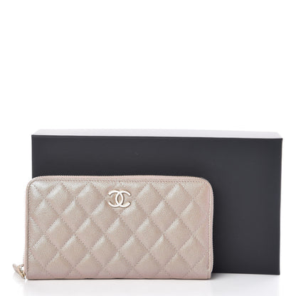 Chanel Iridescent Caviar Quilted Long Zip Around Wallet Beige 9 of 9