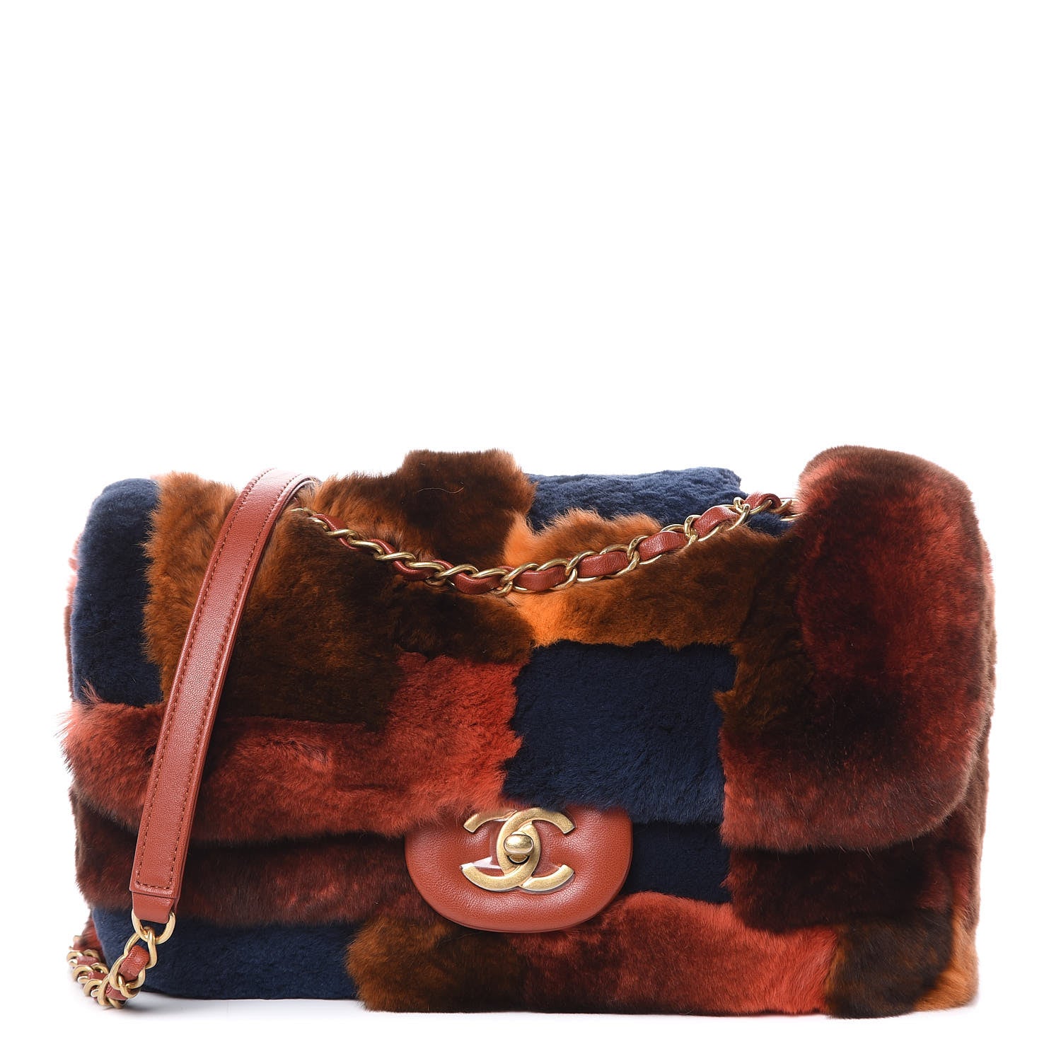 Chanel Orylag Lambskin Medium Flap Blue Orange 1 of 9