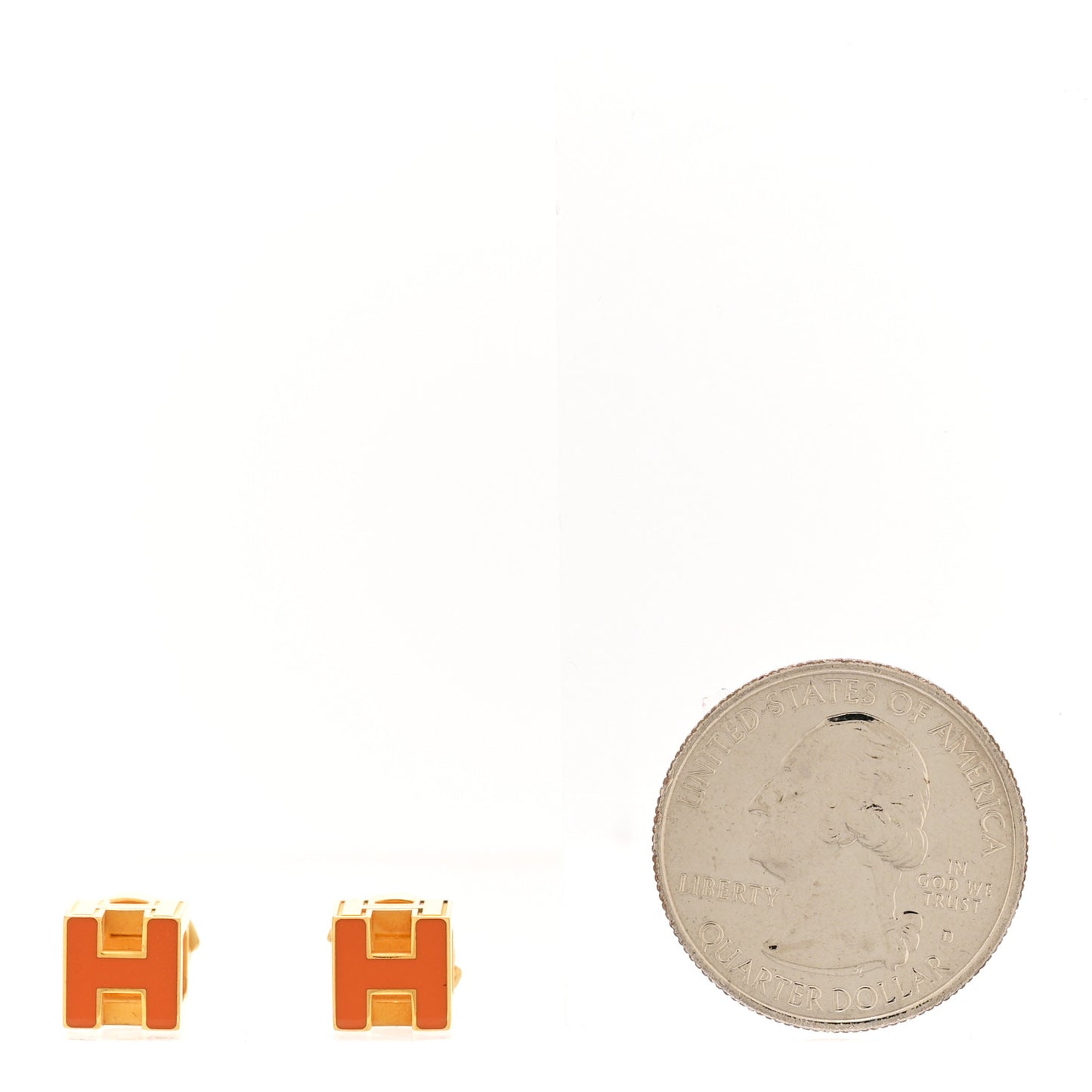 Gold Lacquered Cage d'H Earrings Orange