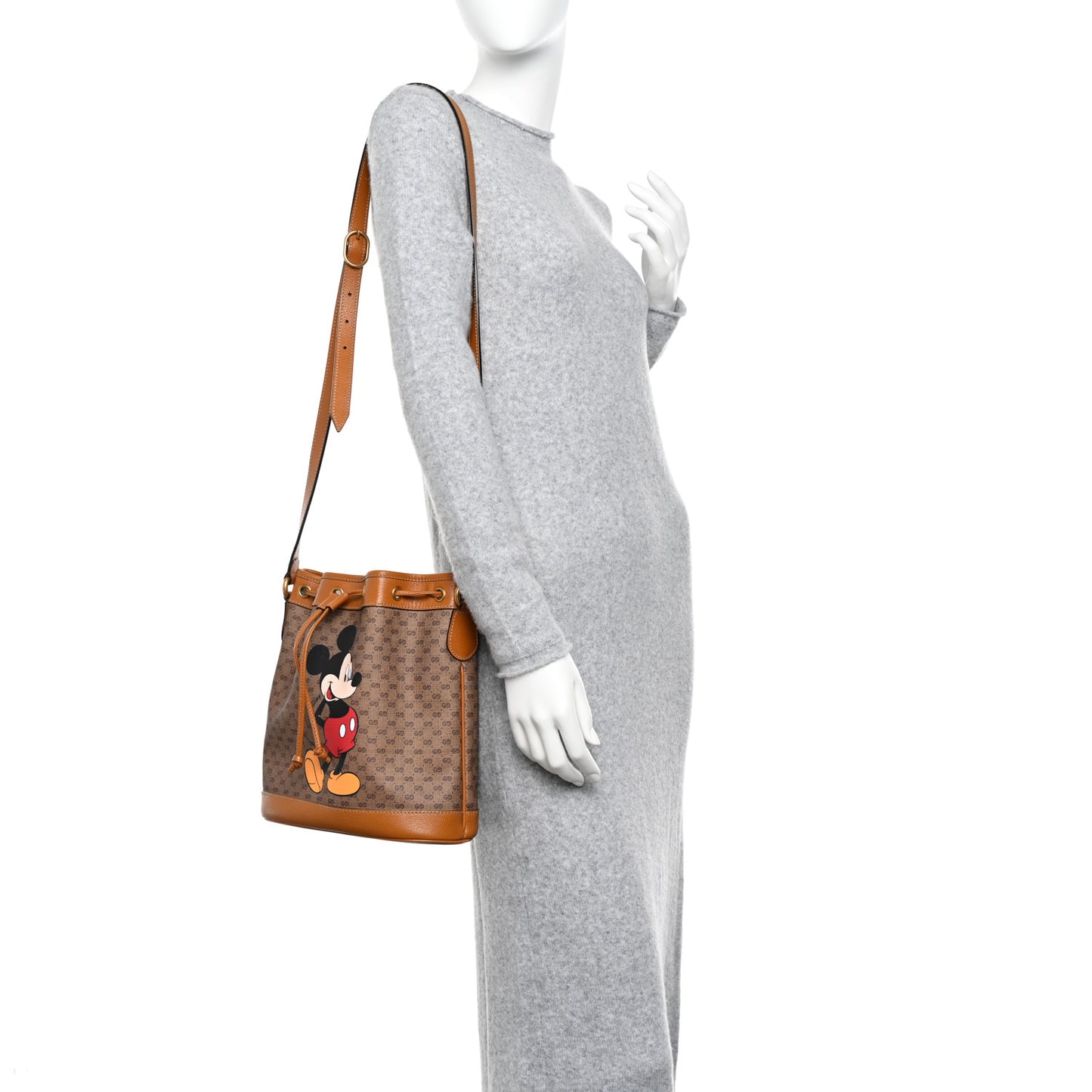 X DISNEY Mini Vintage GG Supreme Monogram Bucket Bag Beige Vintage Sun Oil