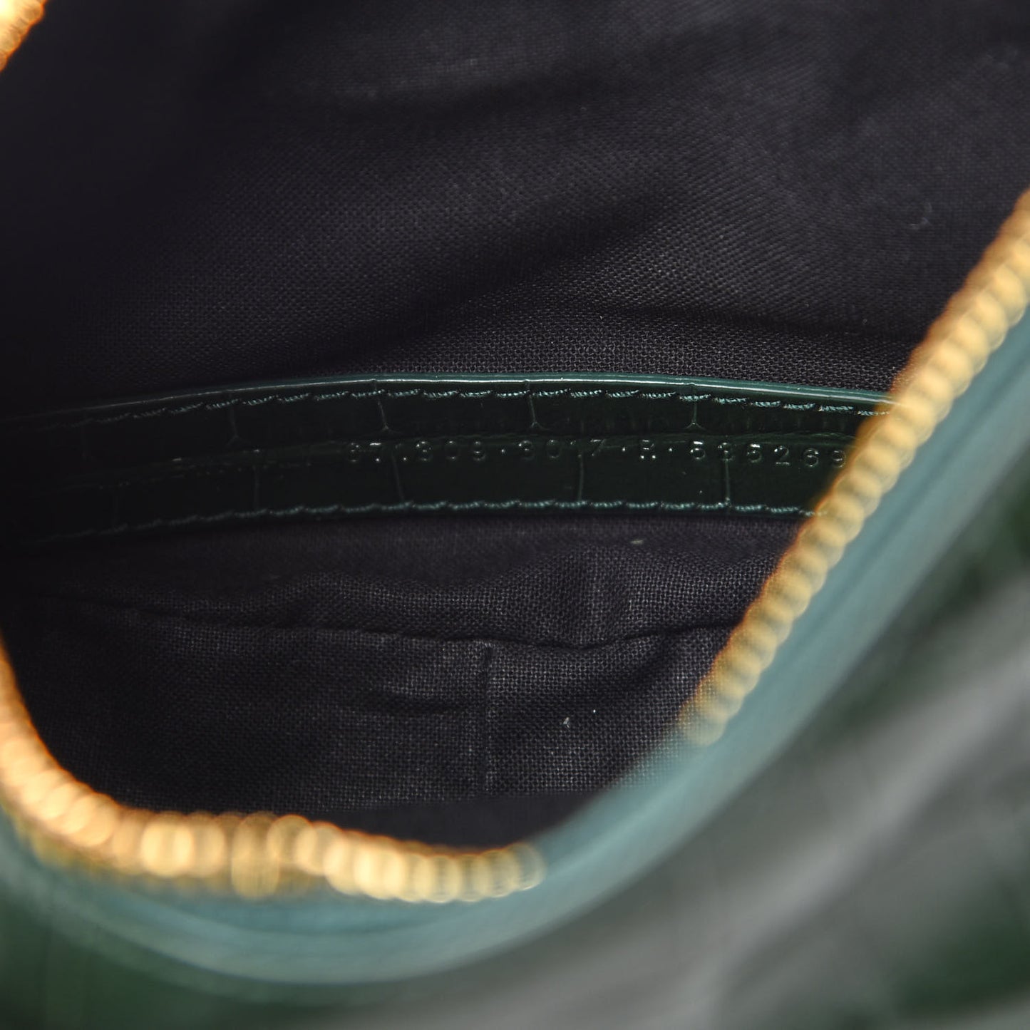 Extra Supple Calfskin Crocodile Embossed Le Cagole Shoulder Bag XS Forest Green