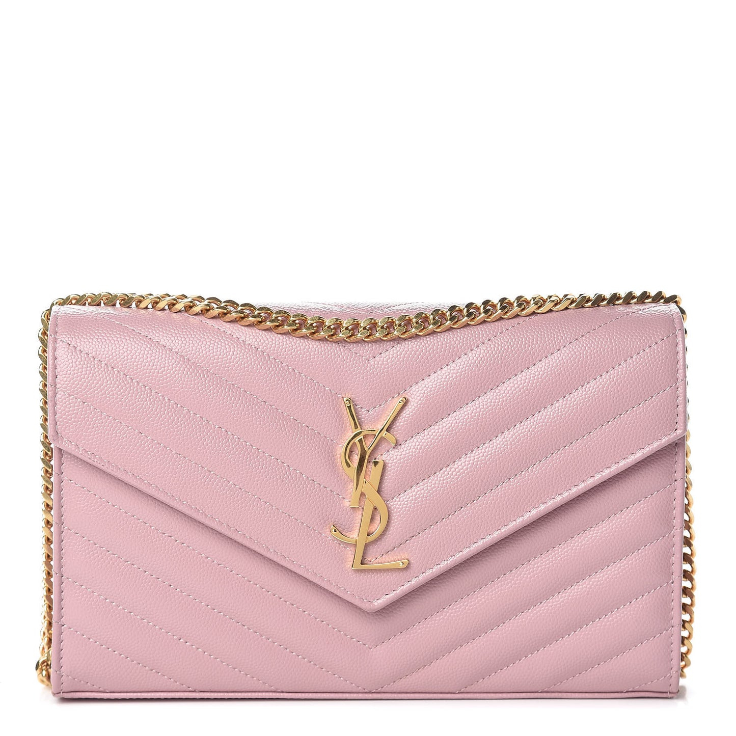 Grain De Poudre Matelasse Chevron Monogram Chain Wallet Tender Pink
