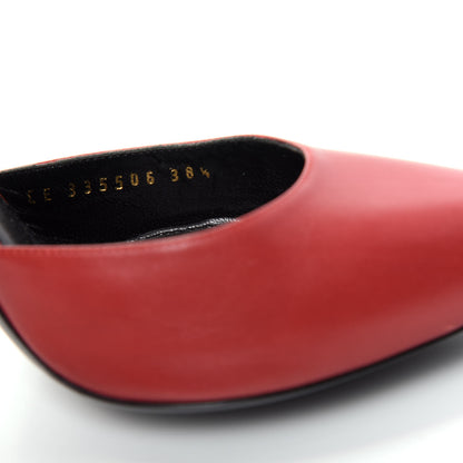 Saint Laurent Calfskin Snakeskin Ankle Strap Pumps 38.5 Red Cream 10 of 12