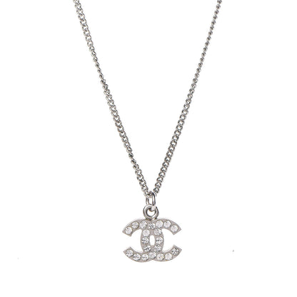 Chanel Crystal CC Necklace Silver 4 of 6