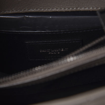 Saint Laurent Sheepskin Matelasse Chevron Monogram Medium College Bag Light Coal 8 of 9