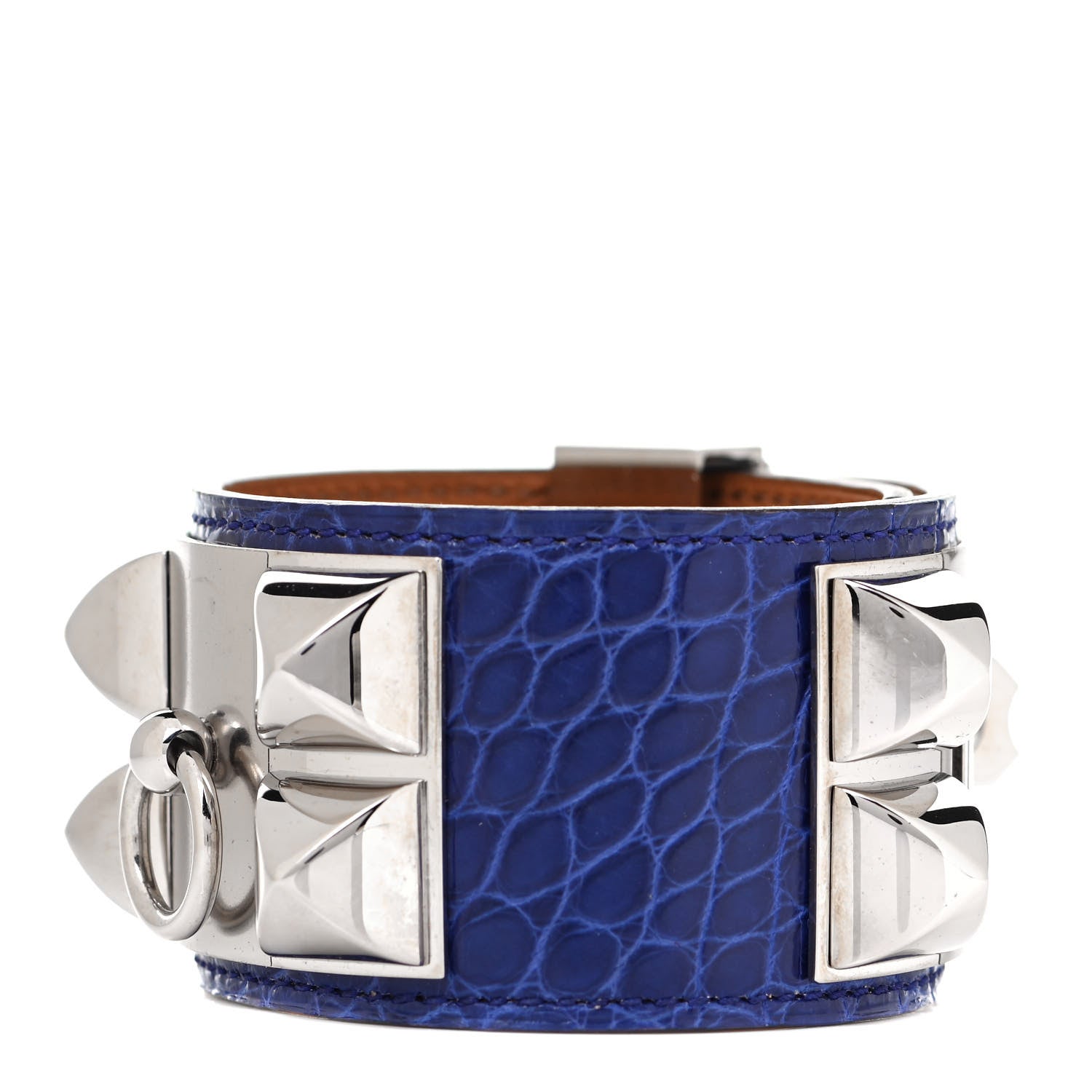 Hermes Shiny Alligator Collier De Chien CDC Bracelet S Bleu Electrique 1 of 4