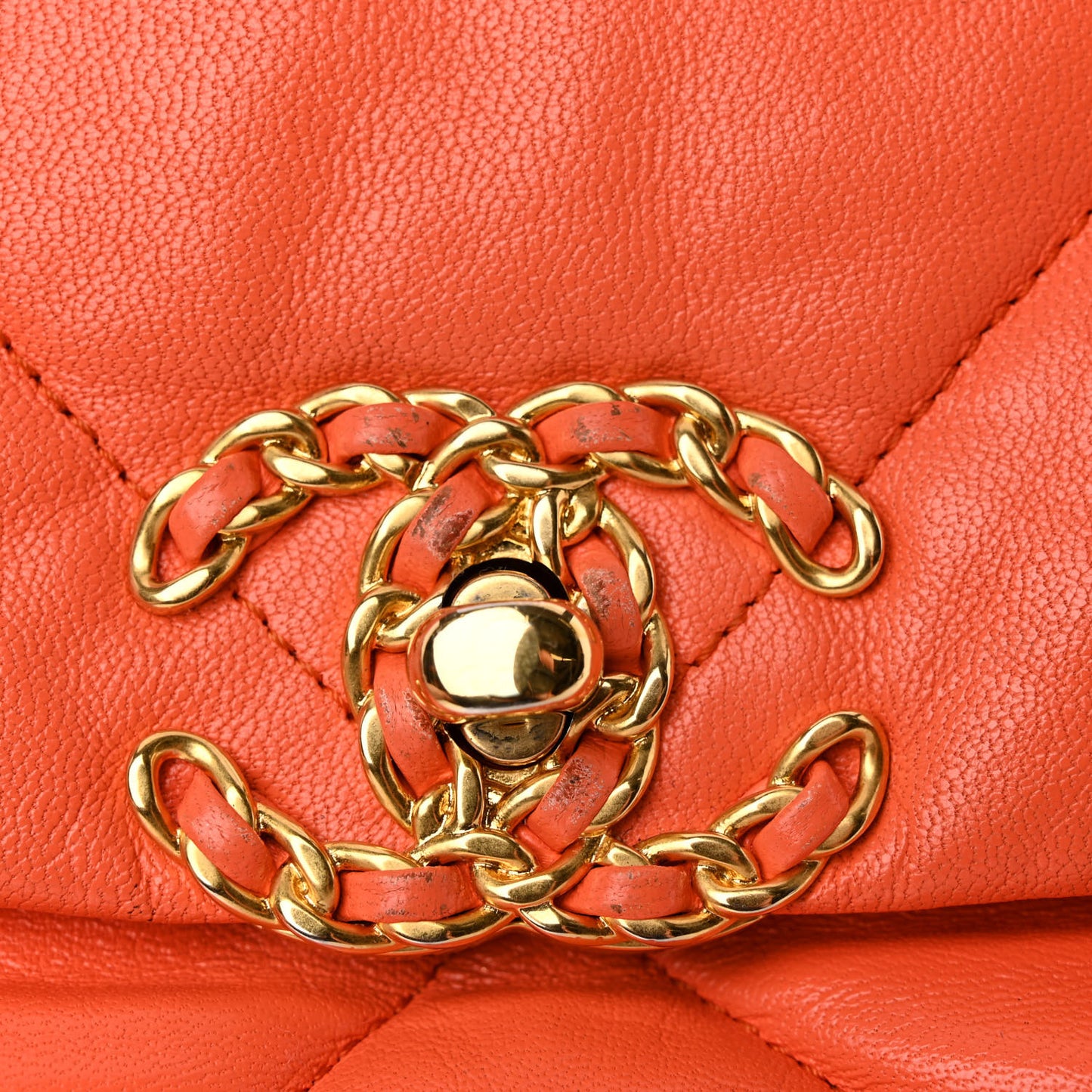 Goatskin Quilted Medium Chanel 19 Flap Orange