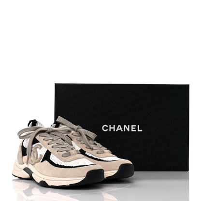 Chanel Mesh Suede Fabric Womens CC Sneakers 39 Light Pink White Black 9 of 9