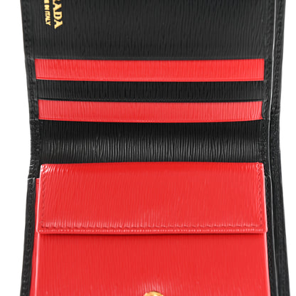Prada Vitello Move Bi-Fold Card Holder Wallet Black Lacca 5 of 7