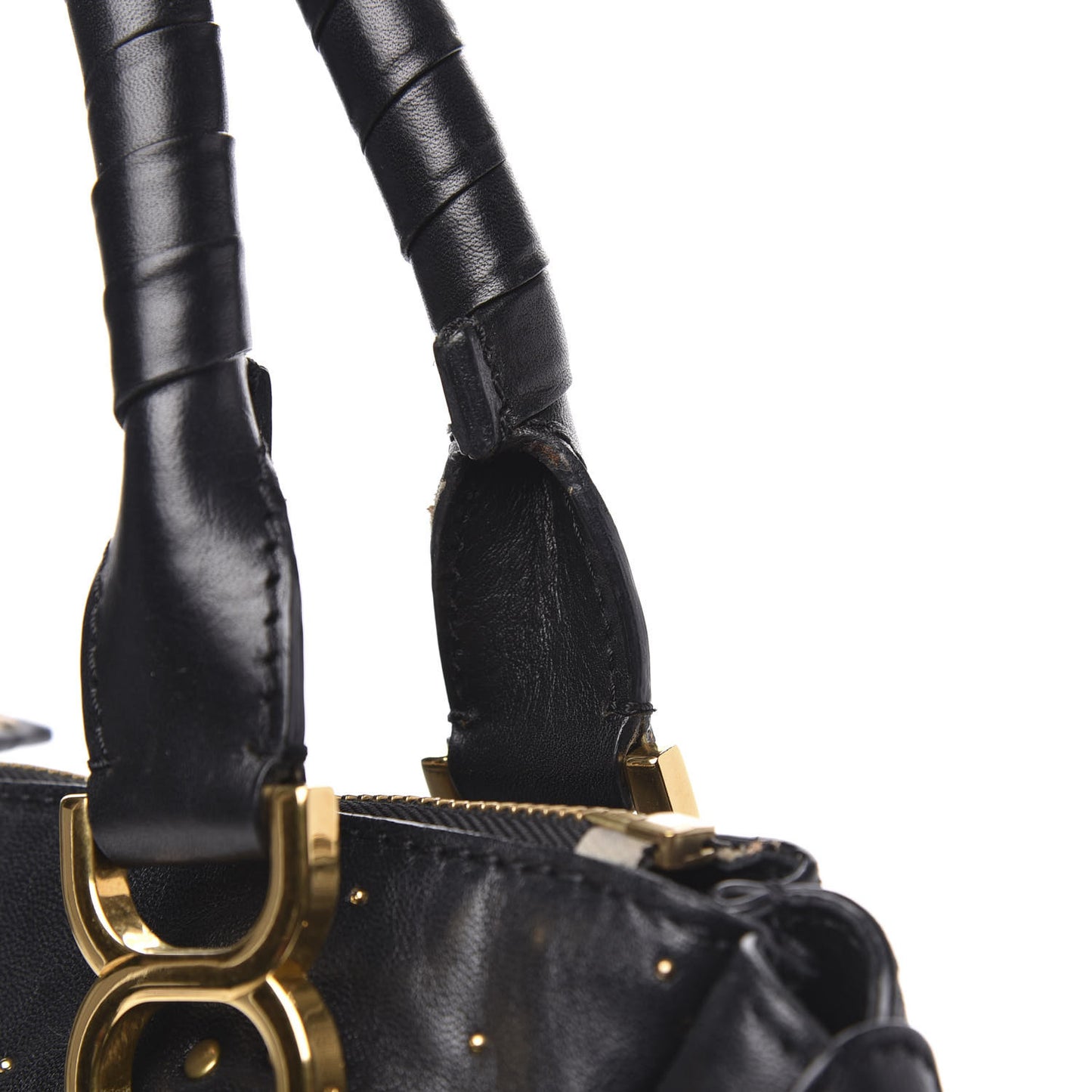 Calfskin Studded Medium Marcie Satchel Black