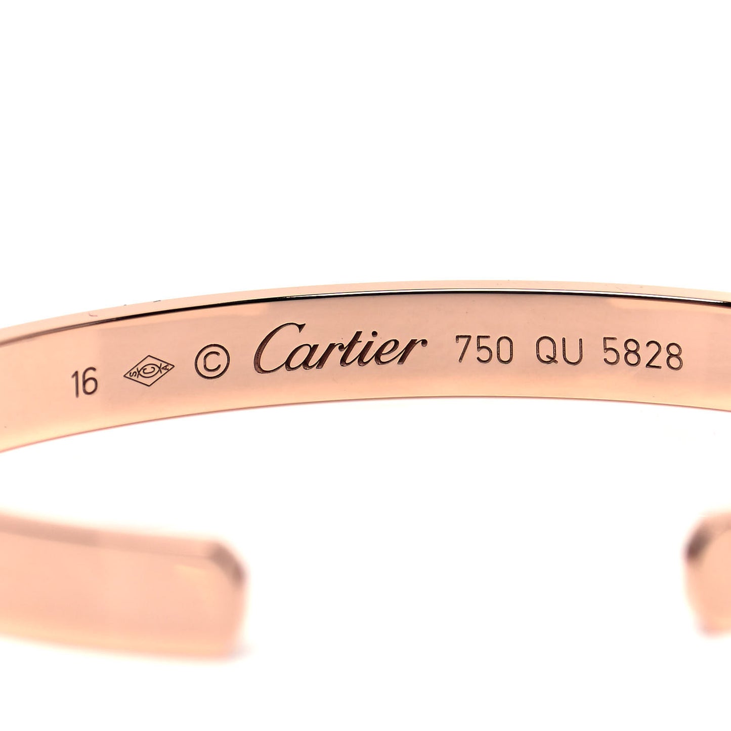 18K Pink Gold LOVE Cuff Bracelet 16
