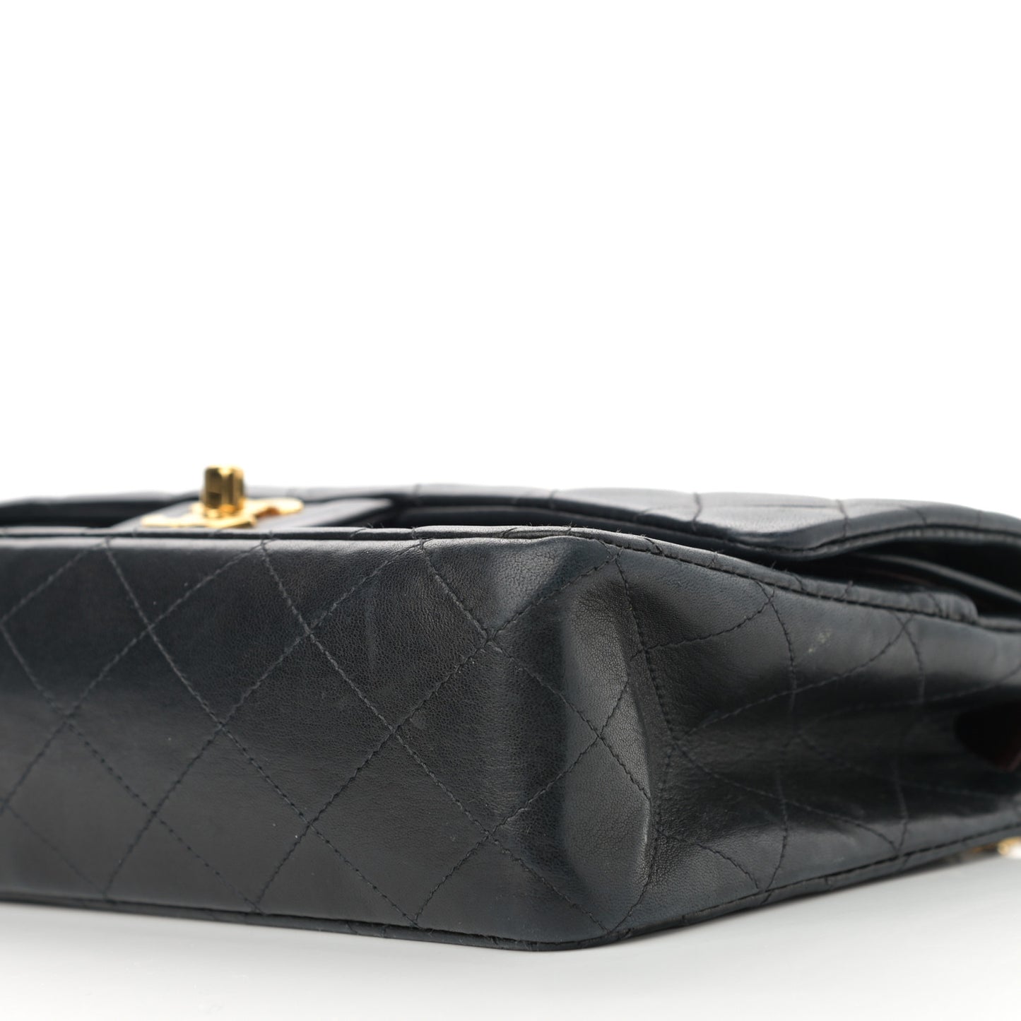Lambskin Quilted Medium Double Flap Black