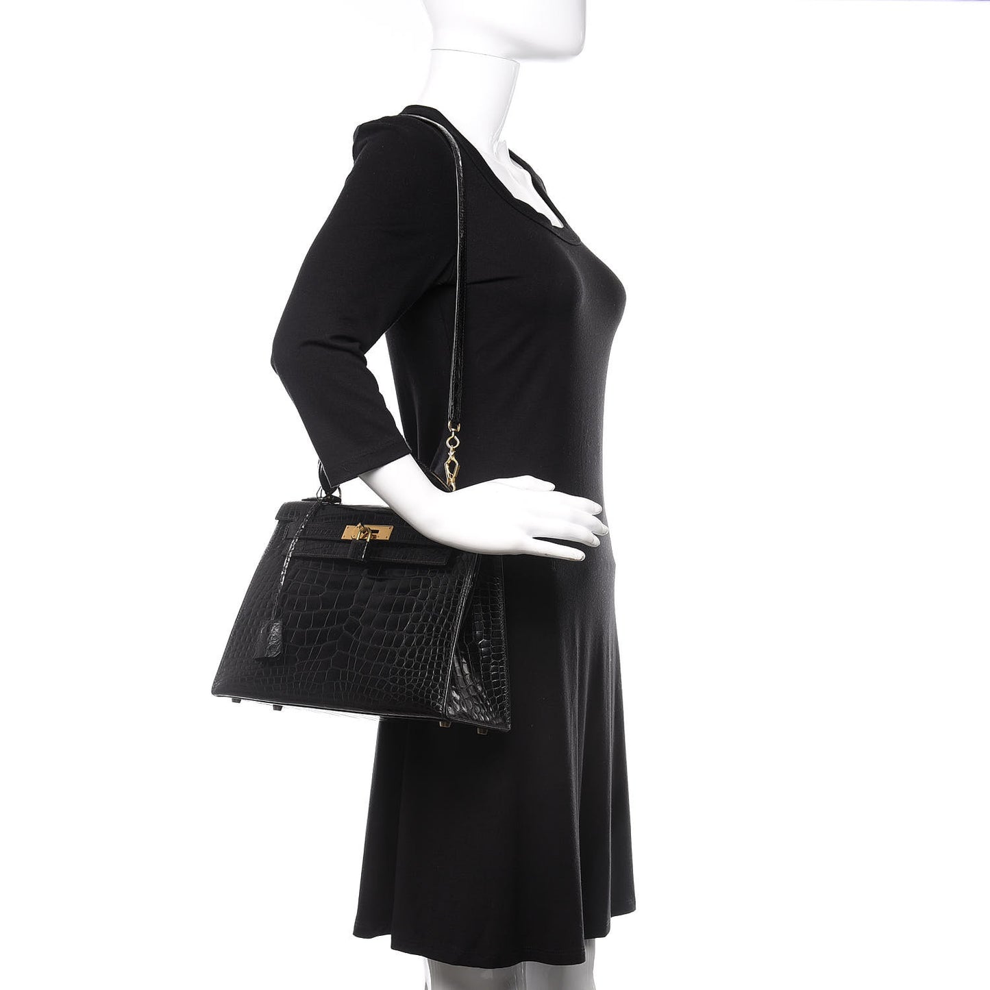 Shiny Alligator Kelly Sellier 28 Black