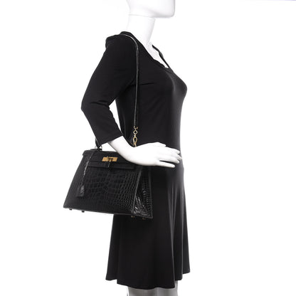 Hermes Shiny Alligator Kelly Sellier 28 Black 2 of 10
