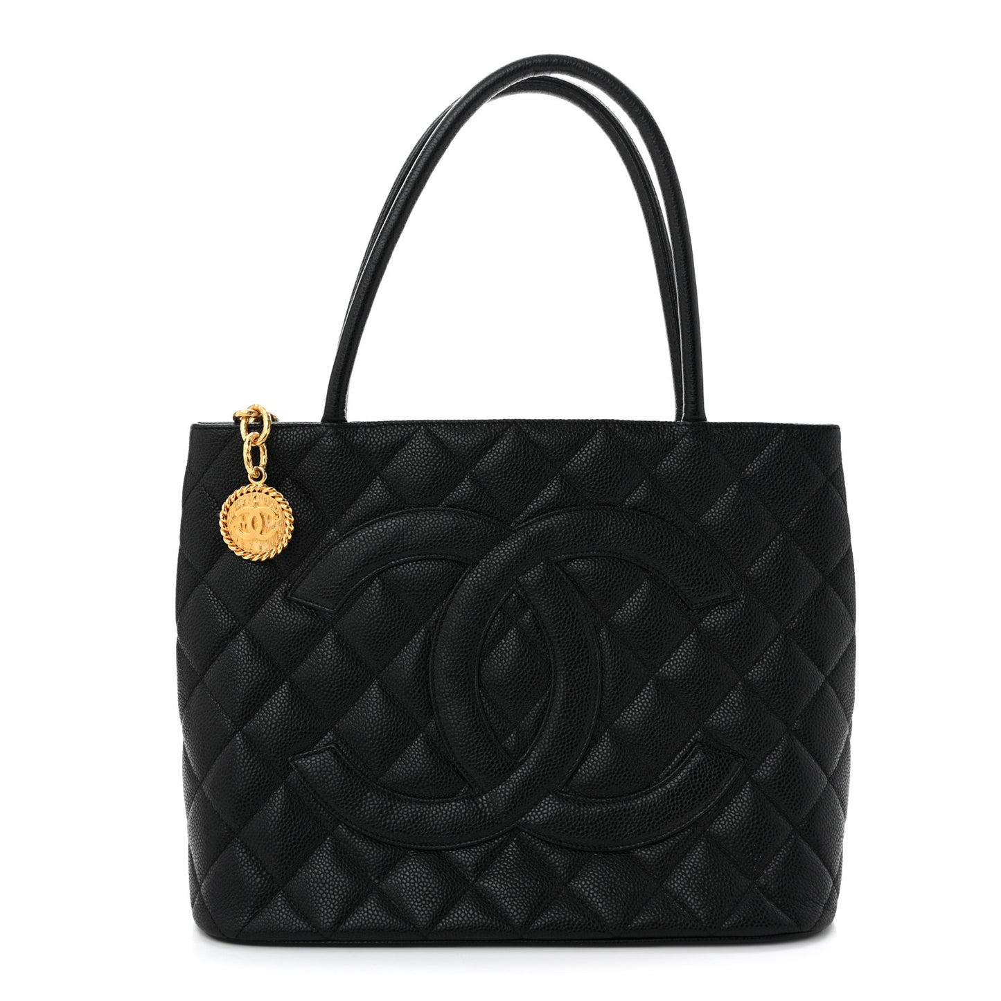 Caviar Quilted Medallion Tote Black