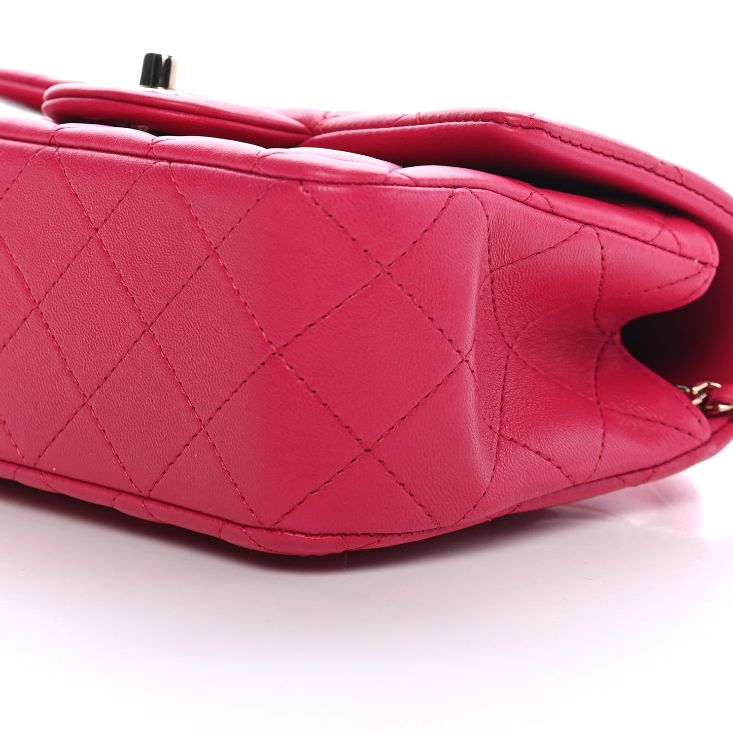 Lambskin Quilted Mini Top Handle Rectangular Flap Dark Pink