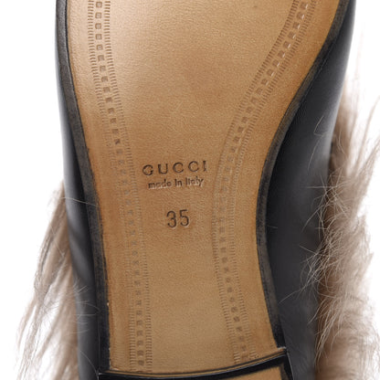 Gucci Malaga Kid Fur Womens Jordaan Loafers 35 Black Natural 7 of 8