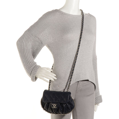 Chanel Lambskin Mini Chain Around Messenger Navy Blue 2 of 7