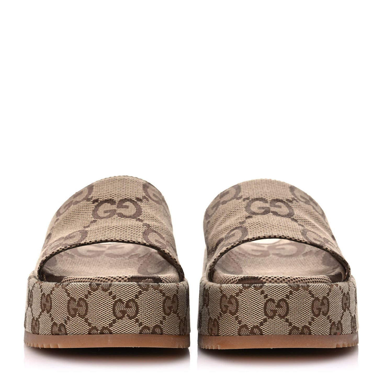 Monogram Maxi GG Angelina Platform 55mm Slide Sandals 38 Camel Ebony