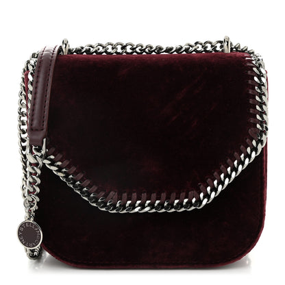Stella McCartney Velvet Mini Falabella Box Shoulder Bag Burgundy 1 of 8