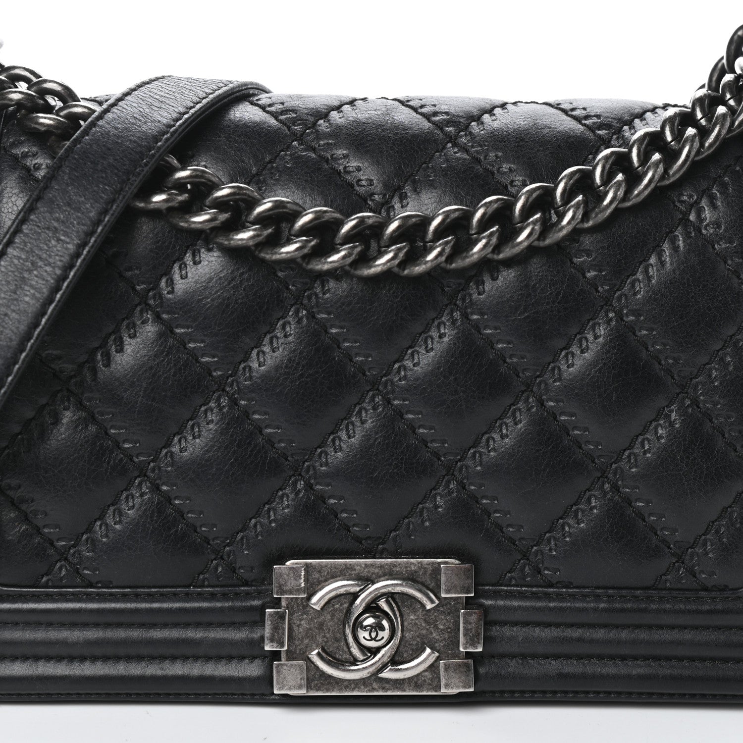 Chanel Calfskin Double Stitch Medium Boy Flap Black 8 of 10