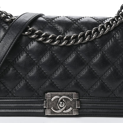 Chanel Calfskin Double Stitch Medium Boy Flap Black 8 of 10