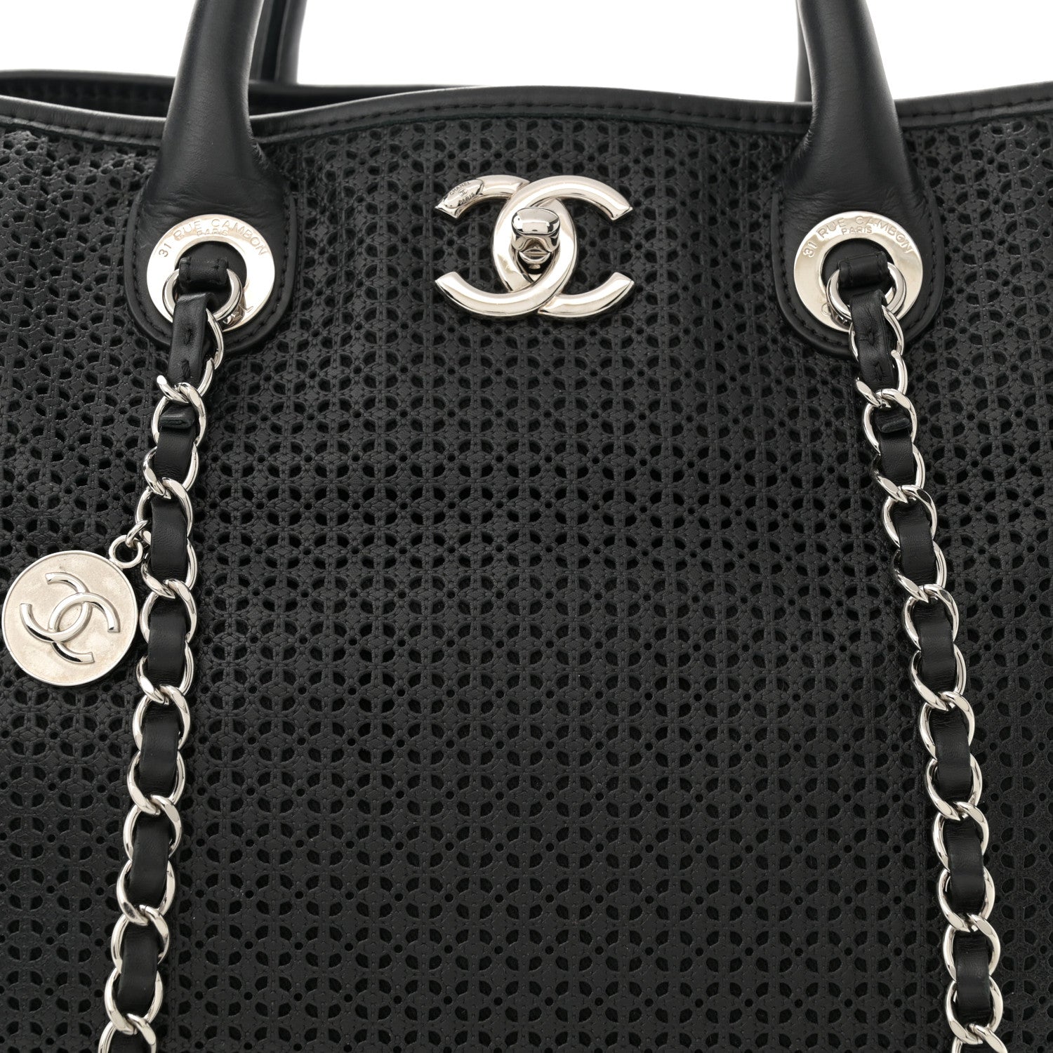 Chanel Calfskin Perforated Up In The Air Tote Black 8 of 14