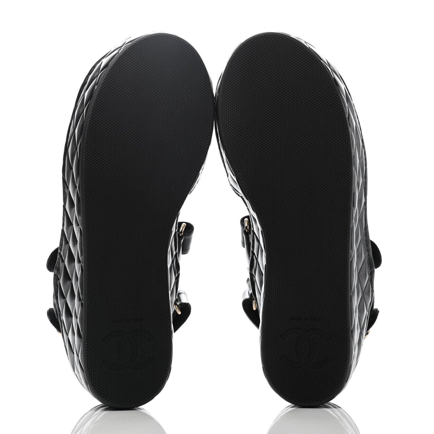Shiny Calfskin Logo Platform Sandals 38 Black