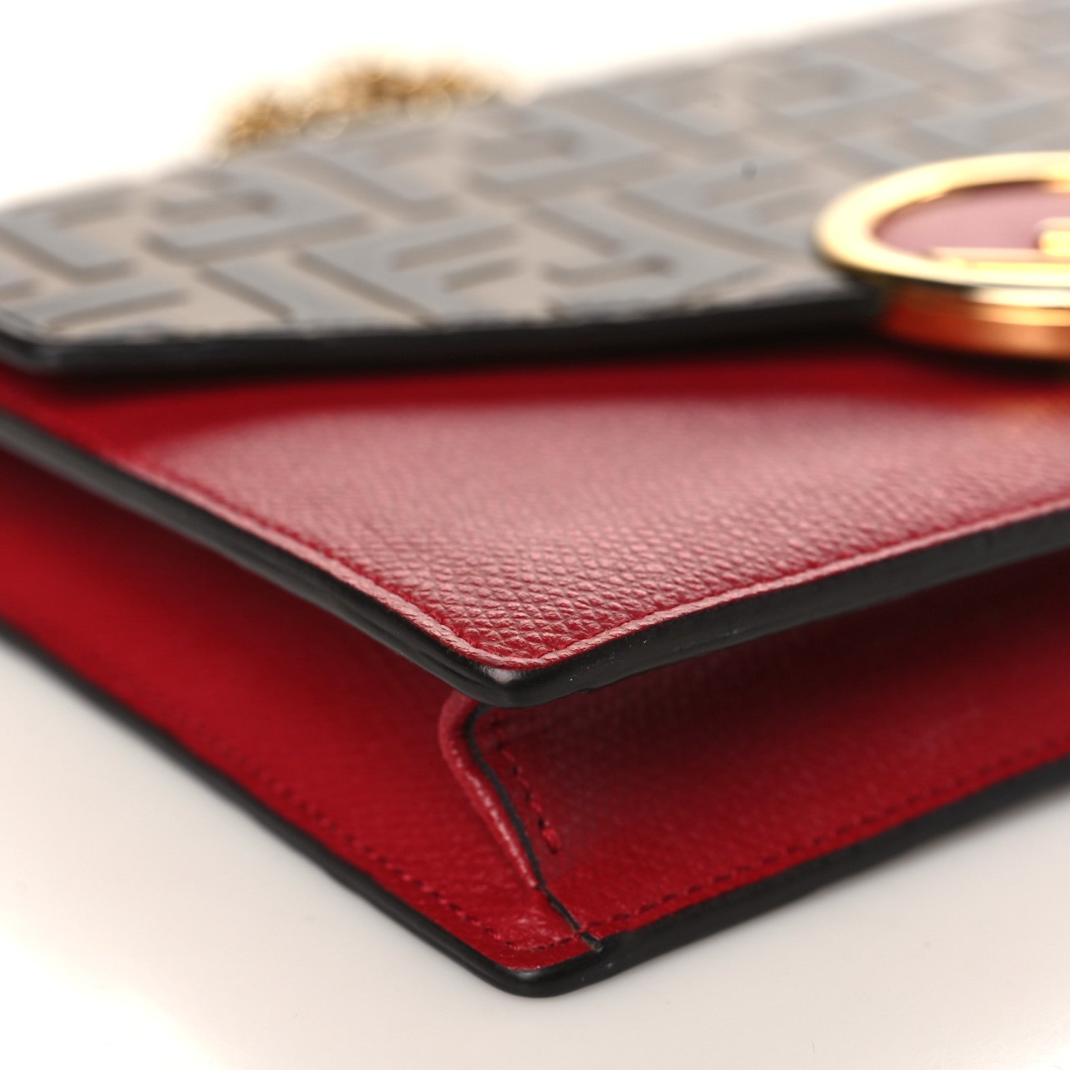 Fendi Vitello Cruise F is Fendi FF 1974 Embossed Medium Envelope Wallet On Chain Fragola Maya Black 8 of 11