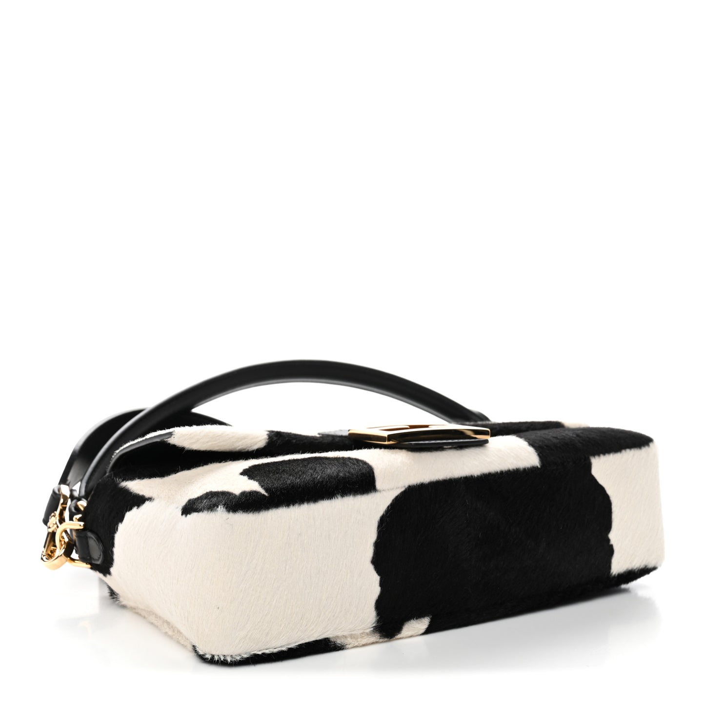 Calf Hair Baguette Black White