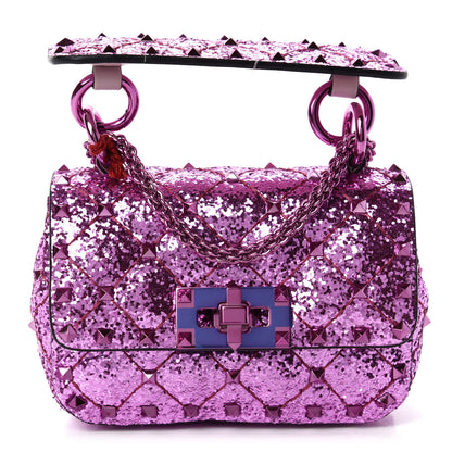 Valentino Garavani Glitter Micro Rockstud Spike Shoulder Bag Water Lilac 1 of 10