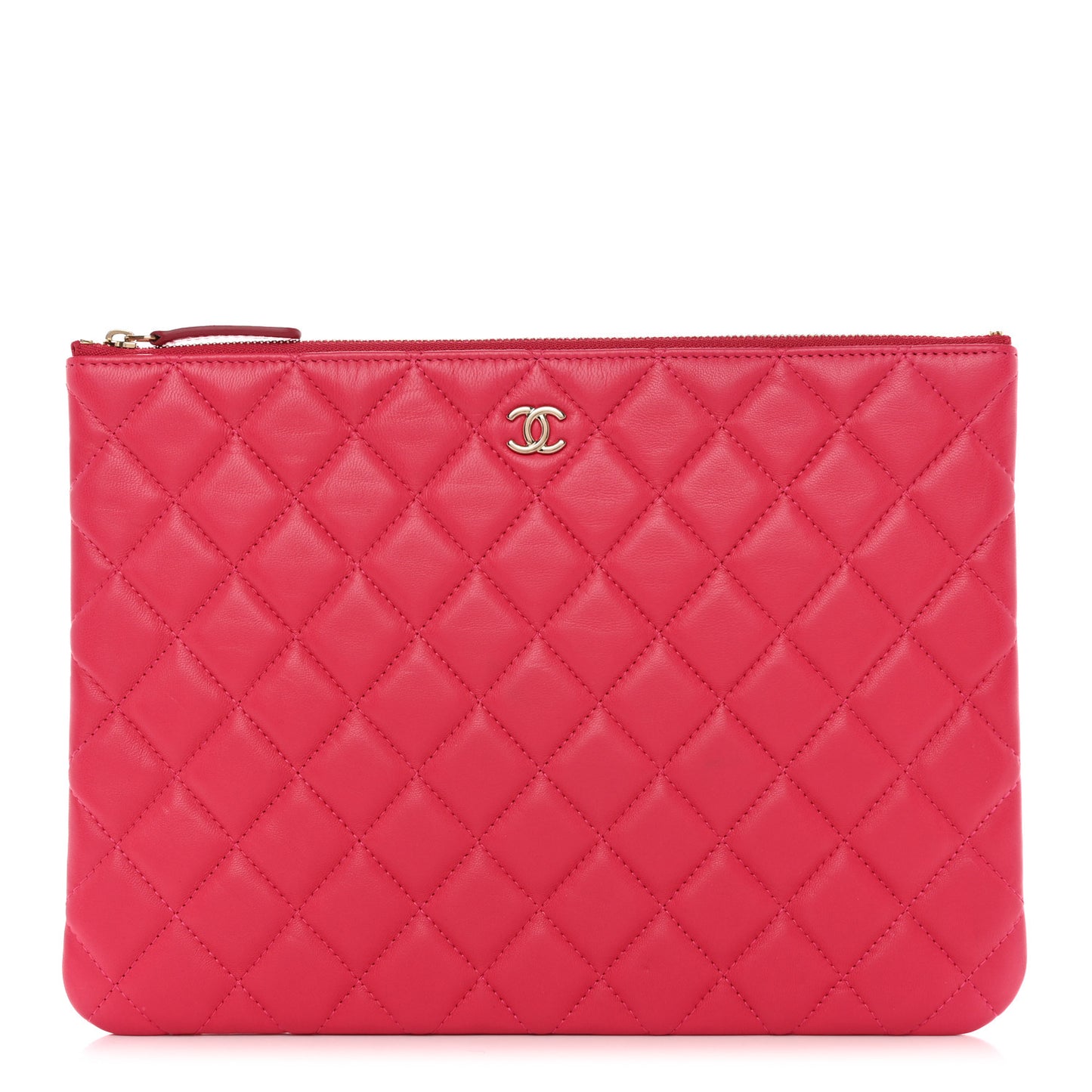 Lambskin Quilted Medium Cosmetic Case Pink
