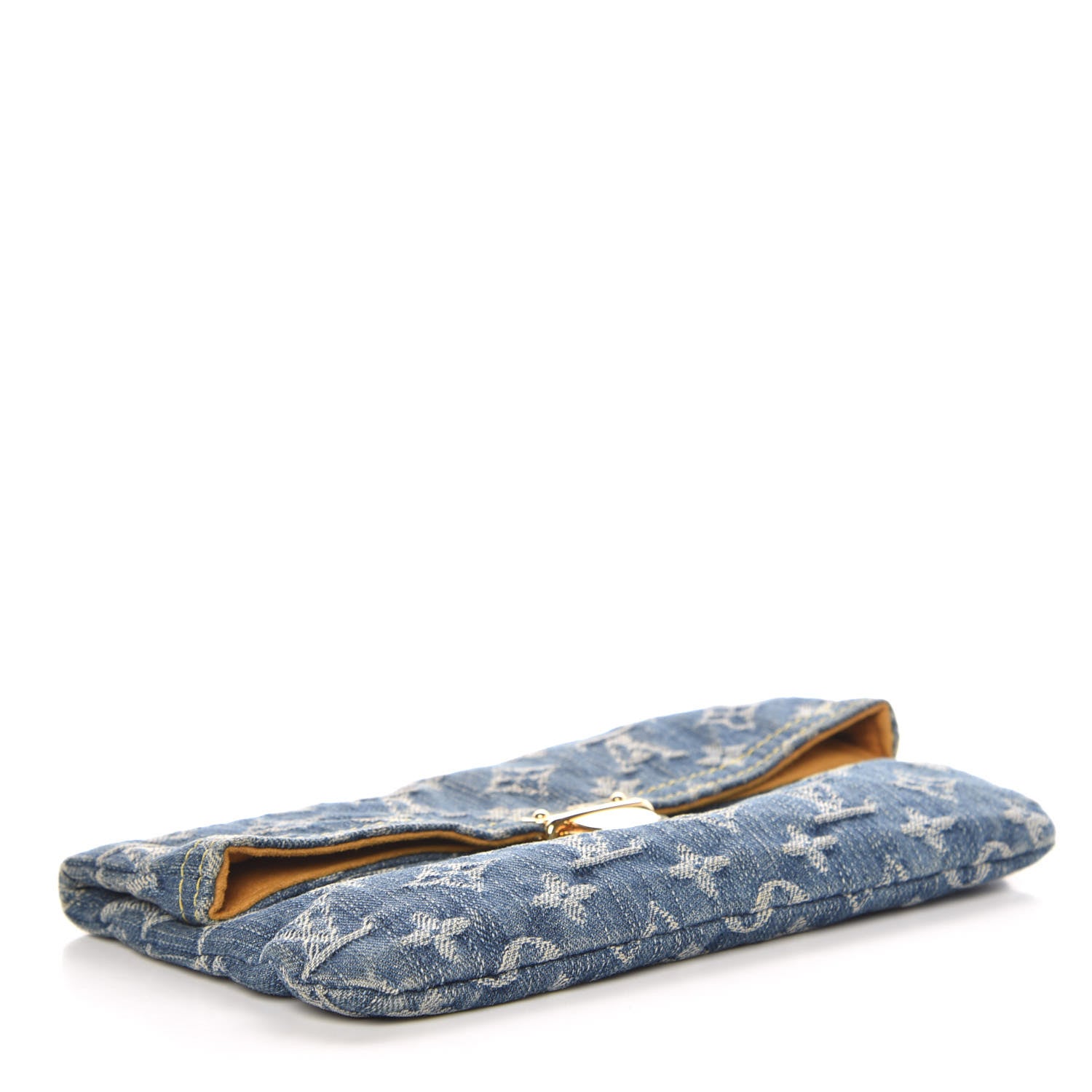 Louis Vuitton Monogram Denim Pochette Plat Clutch Blue 4 of 8