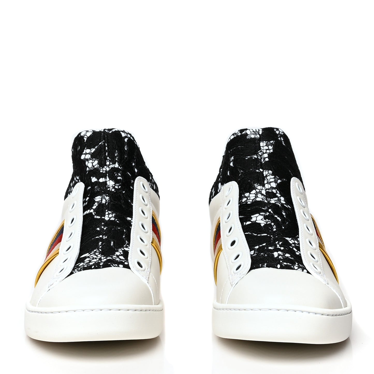 Calfskin Lace Ayers Sylvie Web Womens New Ace High Top Sneakers 36.5 White