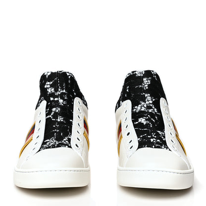 Gucci Calfskin Lace Ayers Sylvie Web Womens New Ace High Top Sneakers 36.5 White 2 of 7