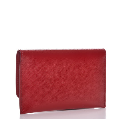Prada Saffiano Vernice Metal Card Holder Rosso 3 of 8