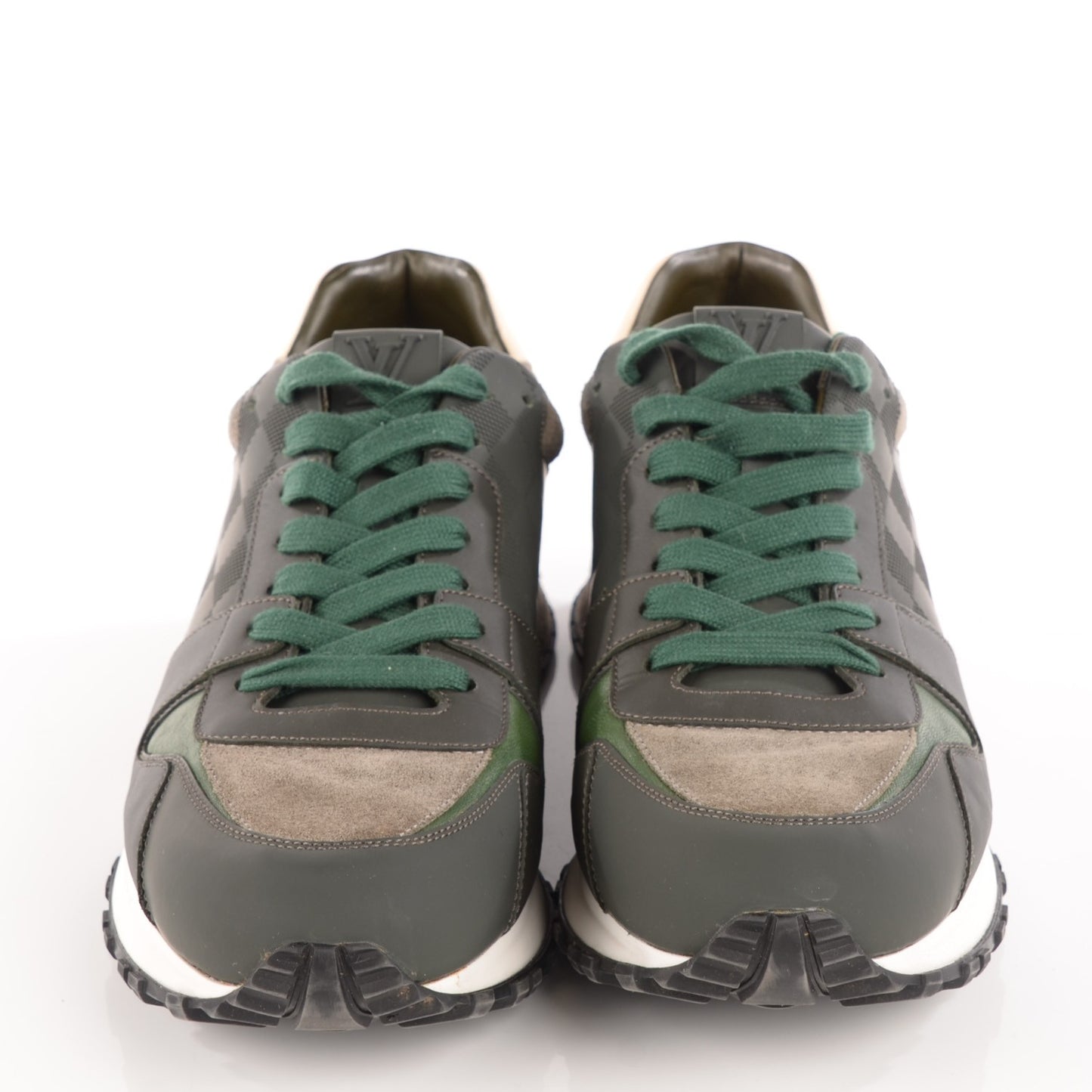 Suede Damier Run Away Sneakers 38.5 Vert
