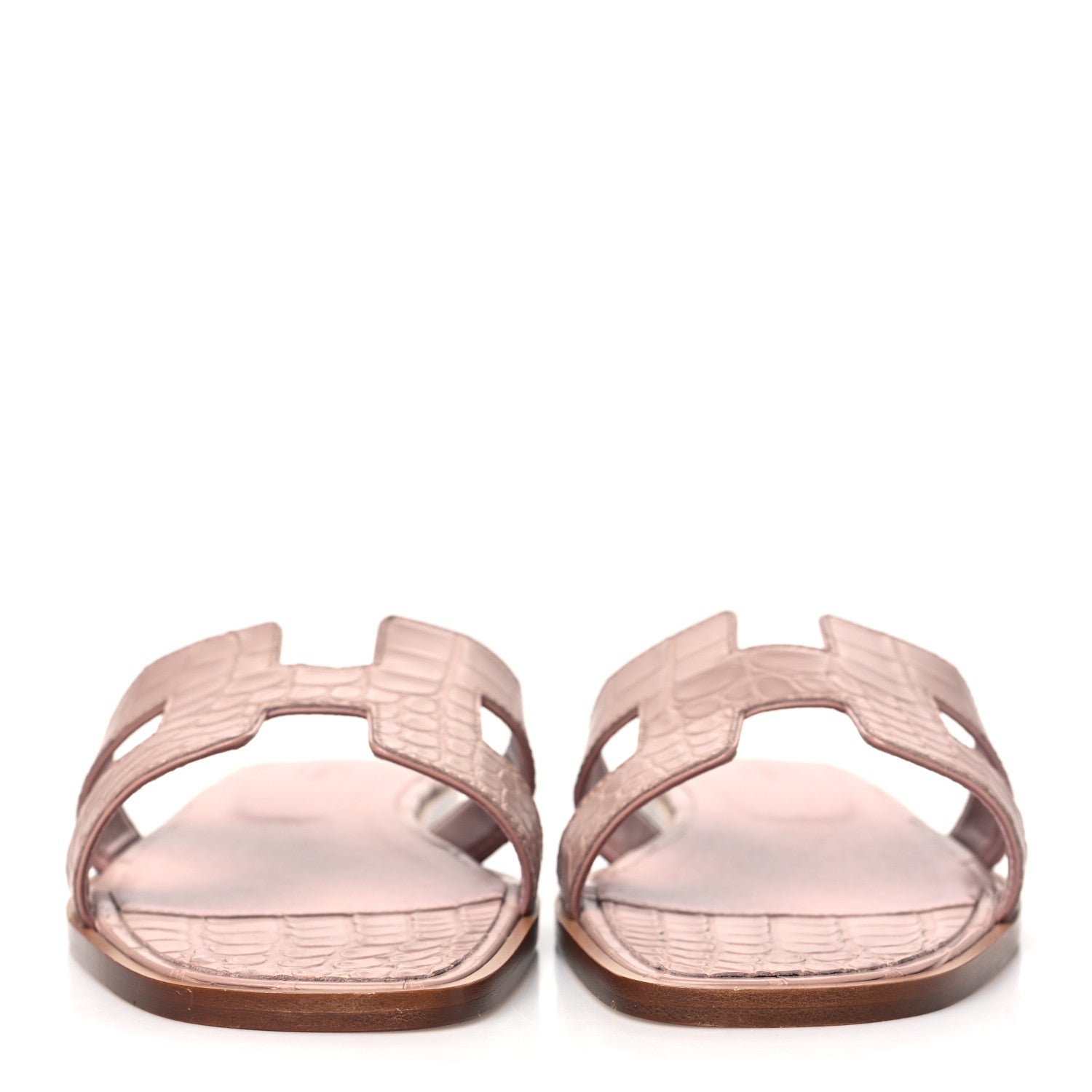 Hermes Matte Crocodile Oran Sandals 39.5 Blush 2 of 9