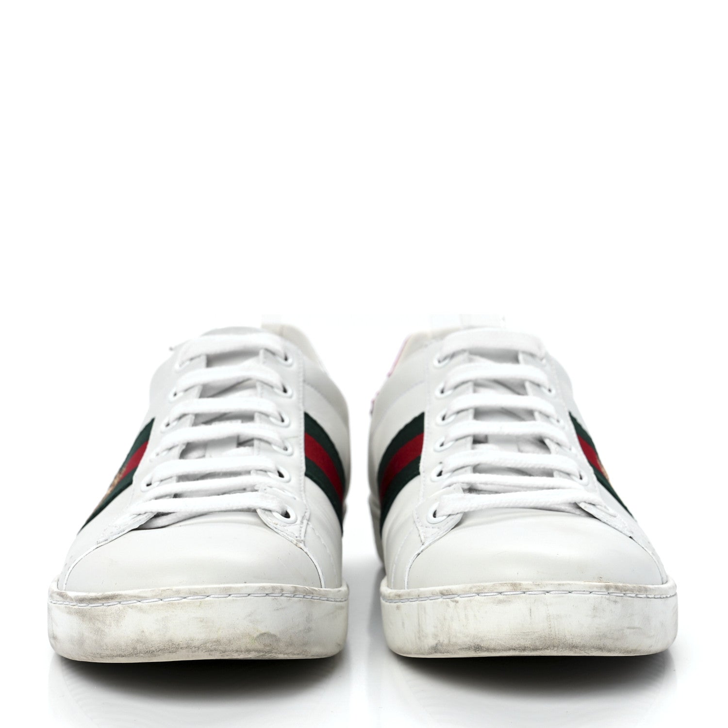Gucci Calfskin Ayers Bee Embroidered Womens Ace Sneakers 39 White Green 2 of 12