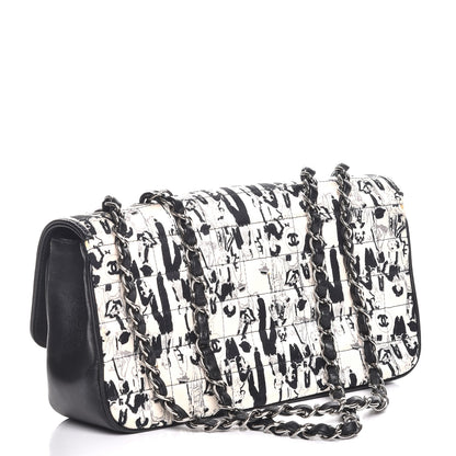 Chanel Silk Lambskin Coco Mademoiselle Scarf Flap Bag White Black 3 of 10
