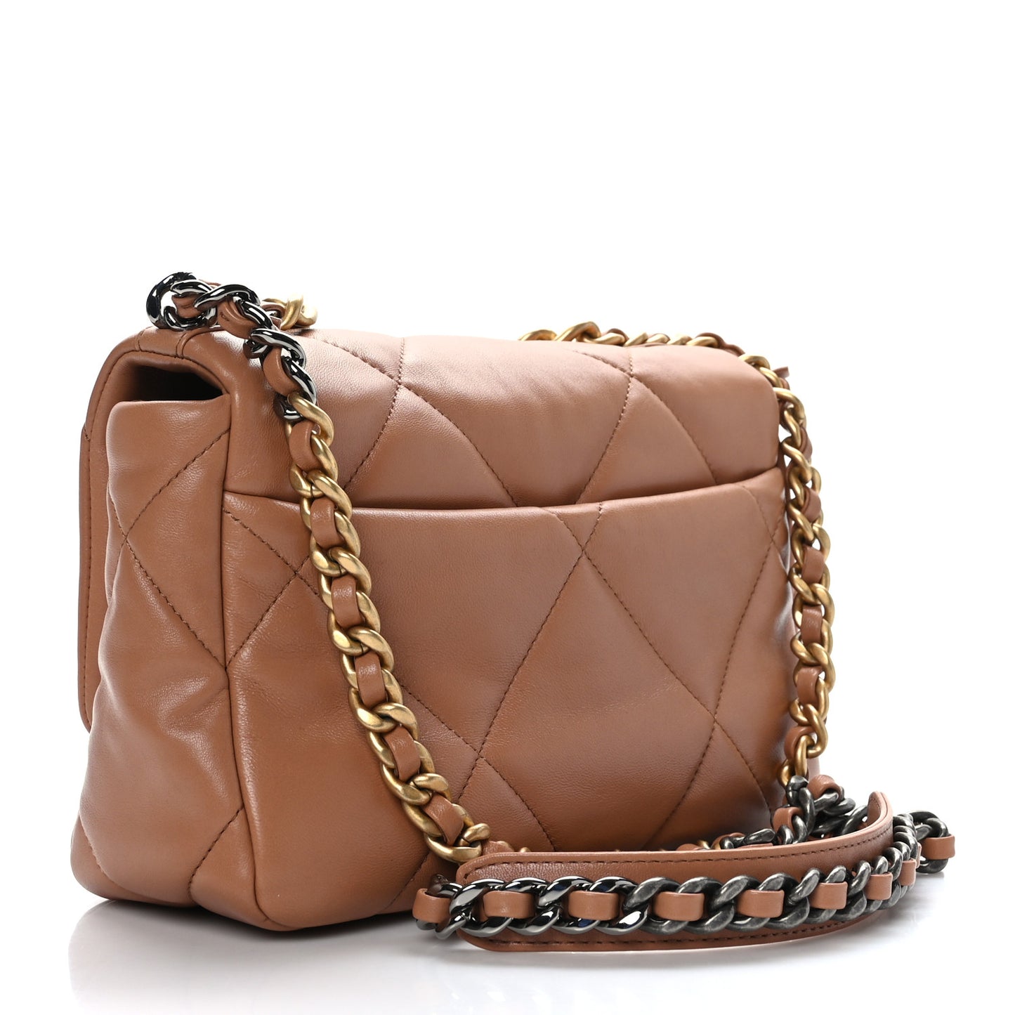 Lambskin Quilted Medium Chanel 19 Flap Brown