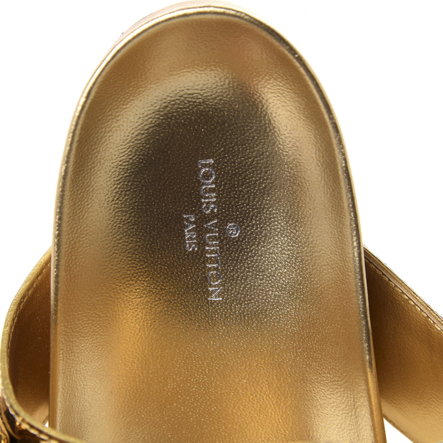 Louis Vuitton Patent Calfskin Monogram Bom Dia Mule Sandals 39 Gold 6 of 8