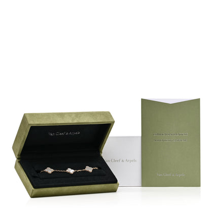 Van Cleef & Arpels 18K Yellow Gold Mother of Pearl 5 Motifs Vintage Alhambra Bracelet 5 of 5