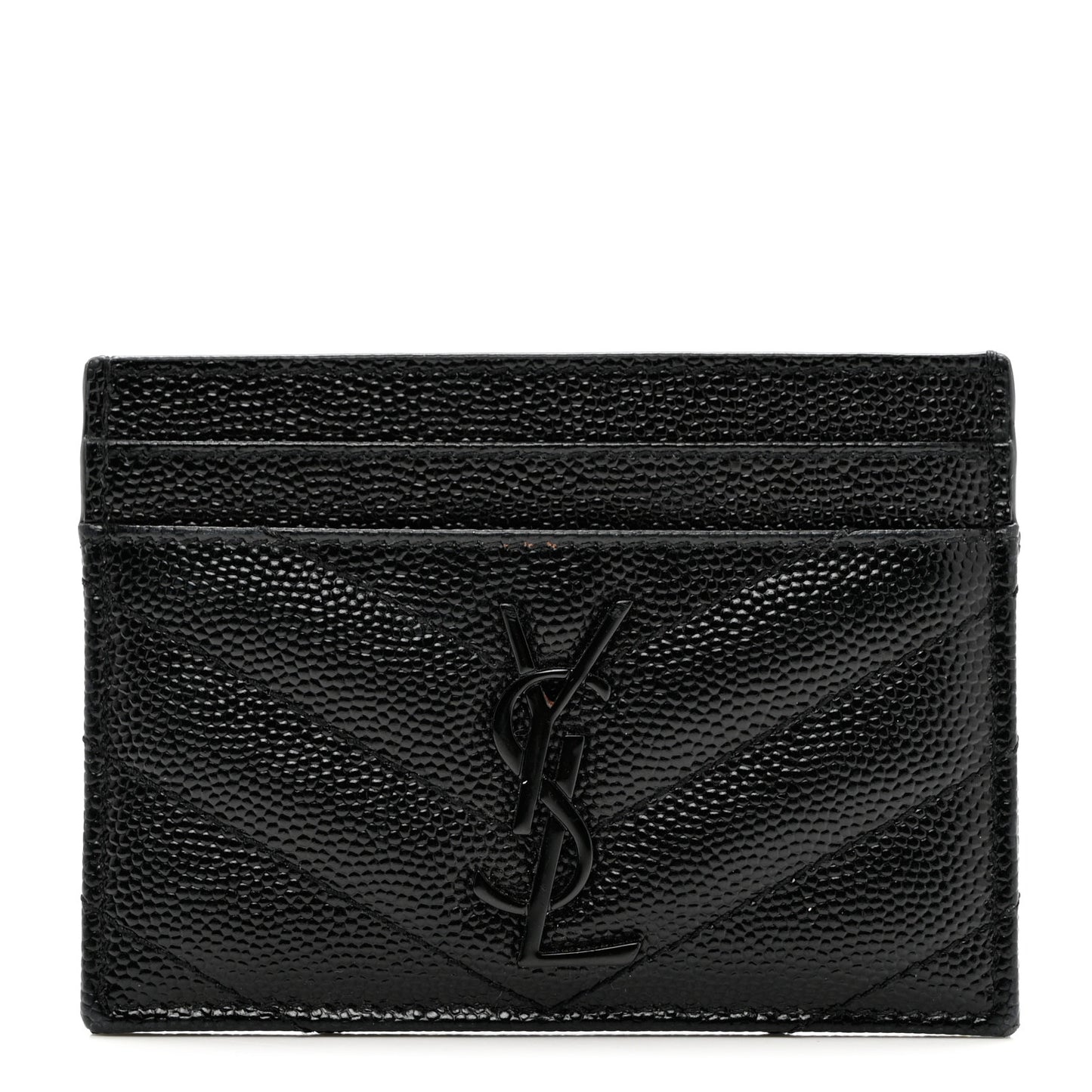Grain De Poudre Matelasse Chevron Monochrome Monogram Credit Card Case Black