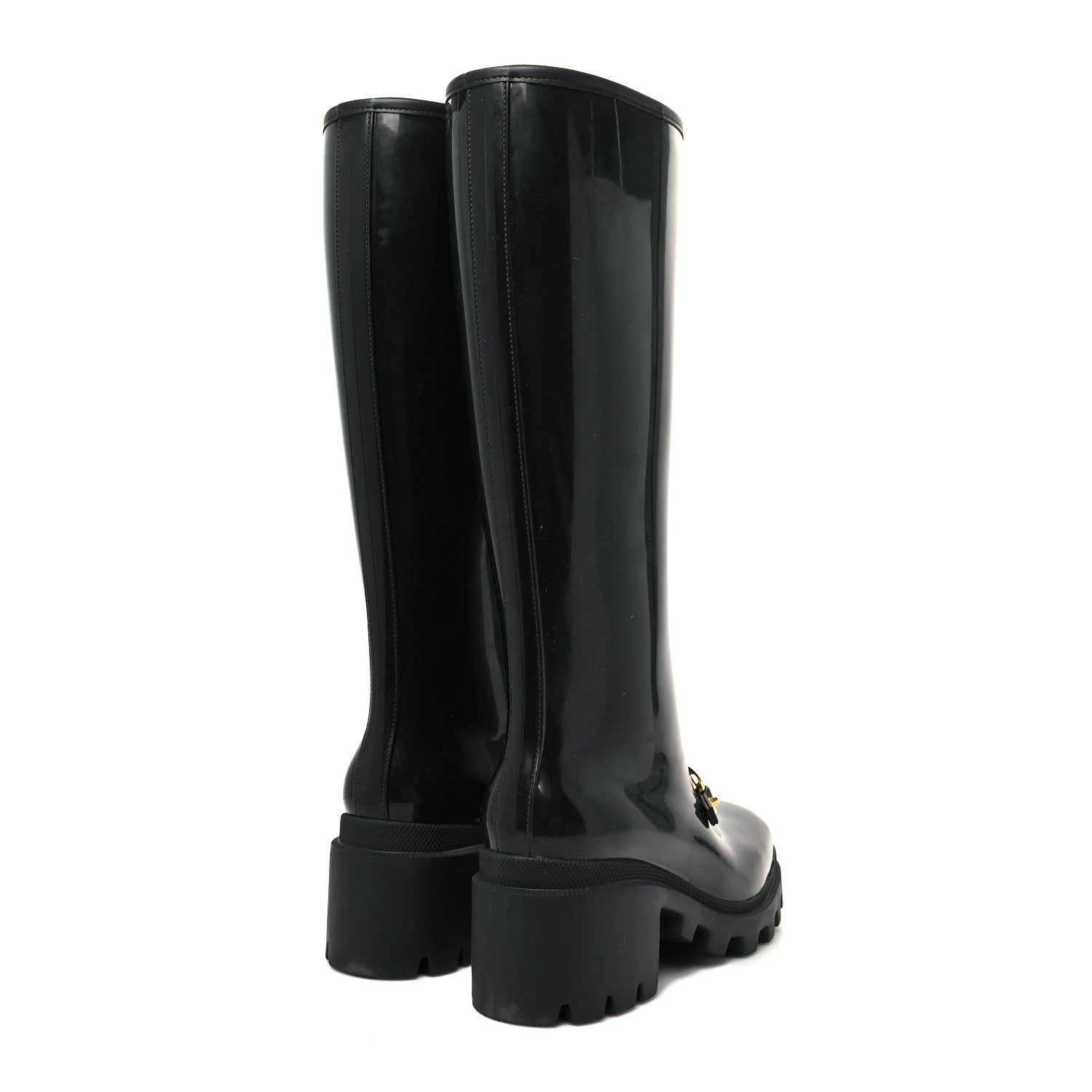 Gucci Rubber Horsebit Knee High Boots 39 Black 4 of 7